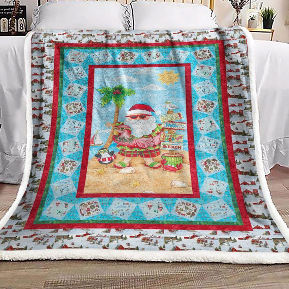 Christmas Beach Sherpa Fleece Blanket