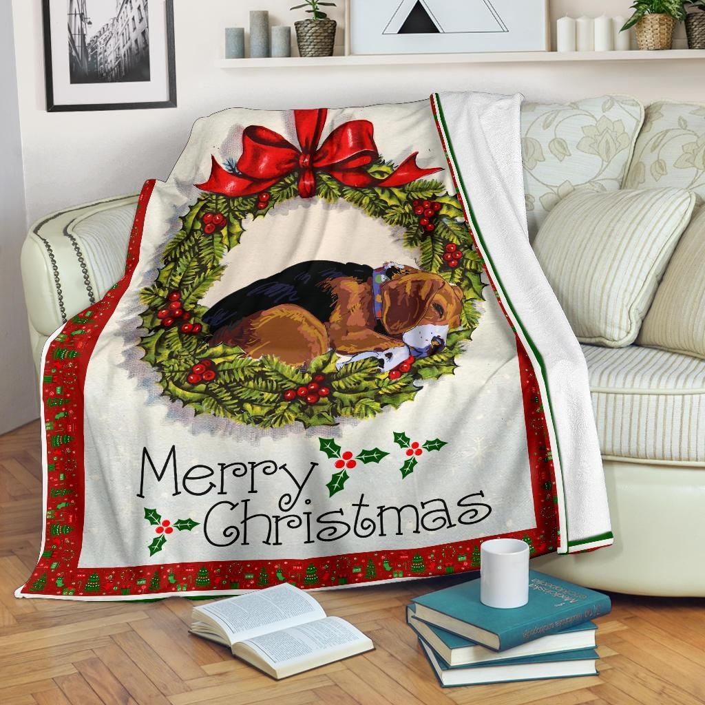 Christmas Beagle Sherpa Fleece Blanket