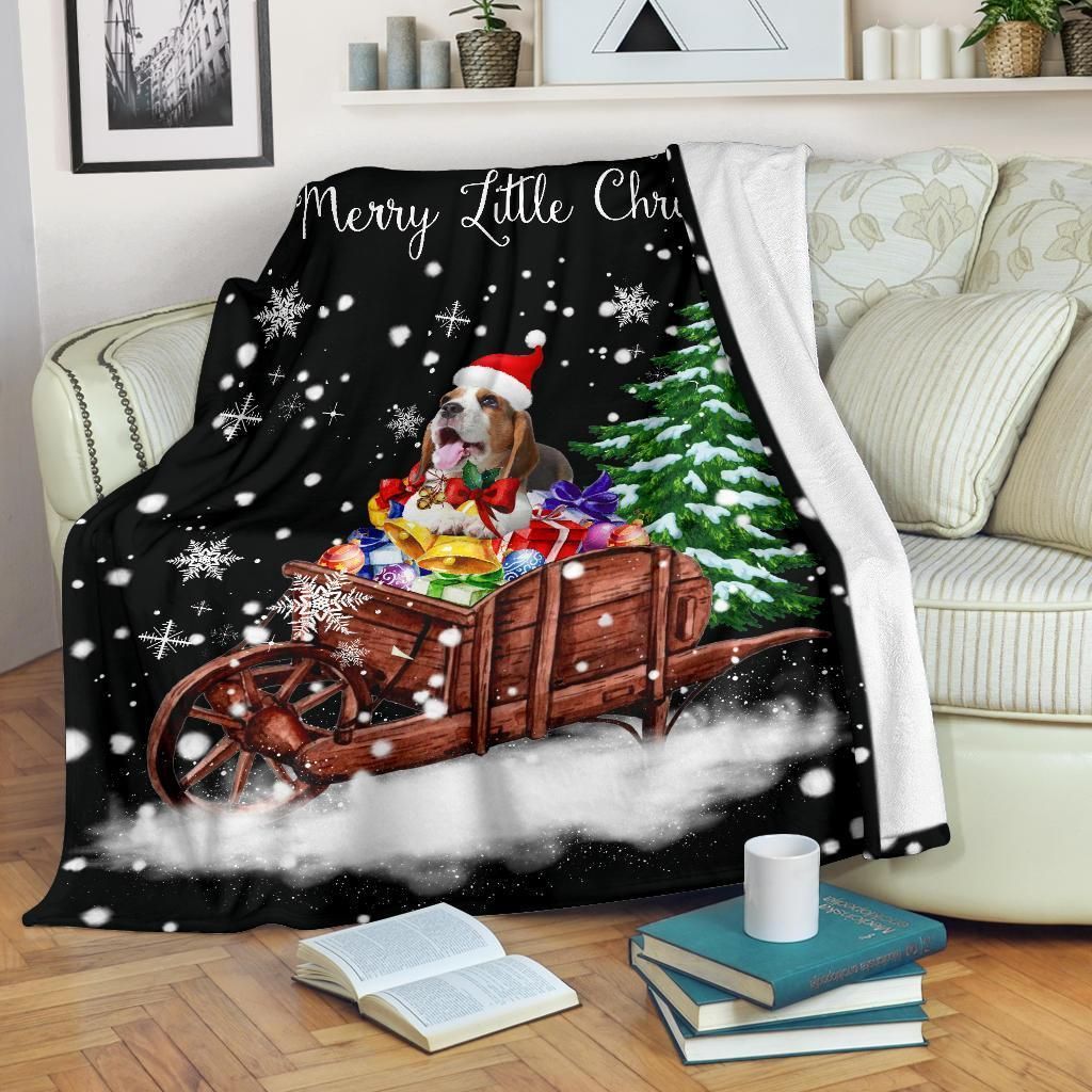 Christmas Beagle Dog Sherpa Fleece Blanket