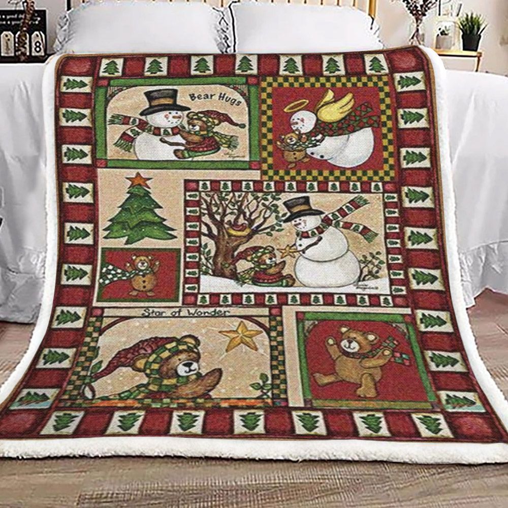 Christmas Bear Sherpa Fleece Blanket
