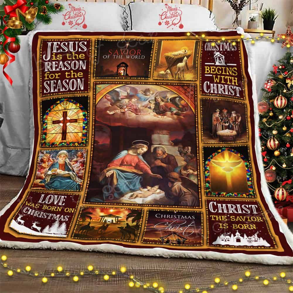 Christmas Begins With Christ Sherpa Fleece Blanket