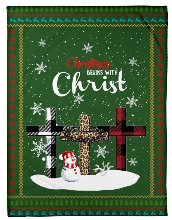 Christmas Begins With Christ Sherpa Fleece Blanket