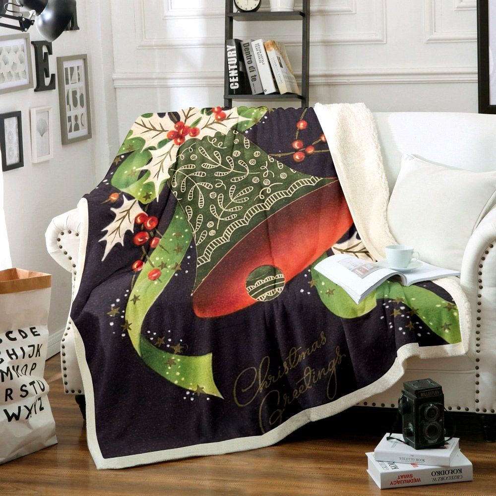Christmas Bells Sherpa Fleece Blanket
