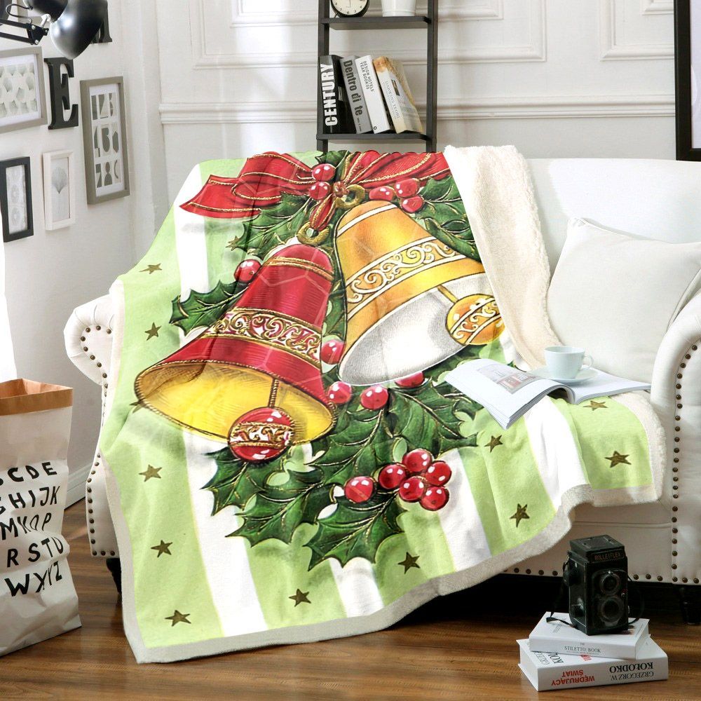 Christmas Bells Sherpa Fleece Blanket