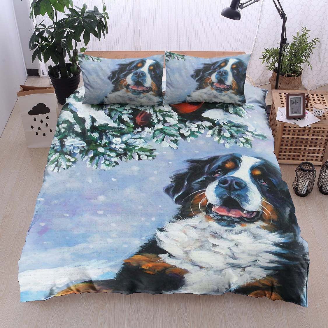 Christmas Bernese Mountain Dog Bedding Set