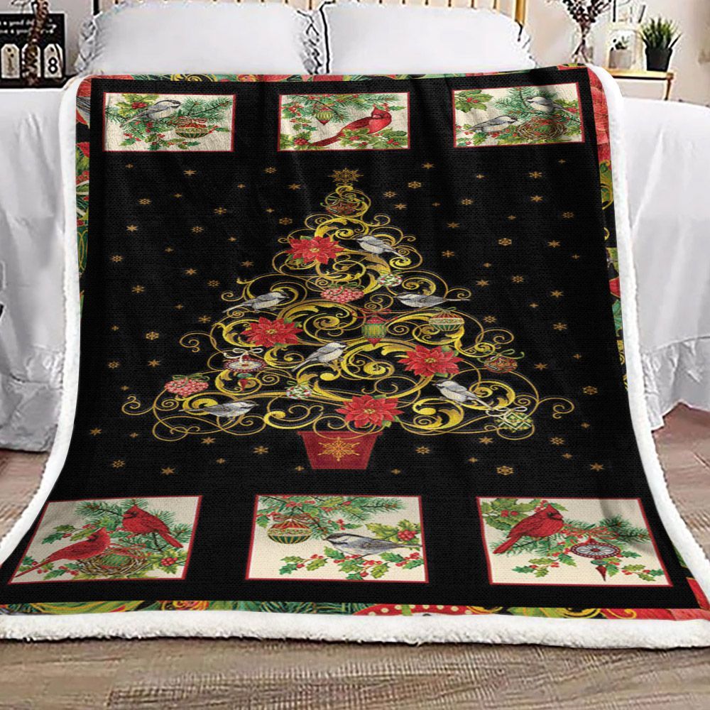 Christmas Bird Sherpa Fleece Blanket
