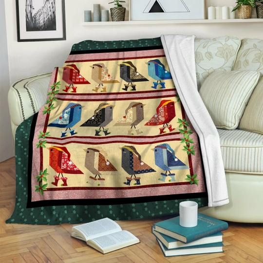 Christmas Bird Sherpa Fleece Blanket