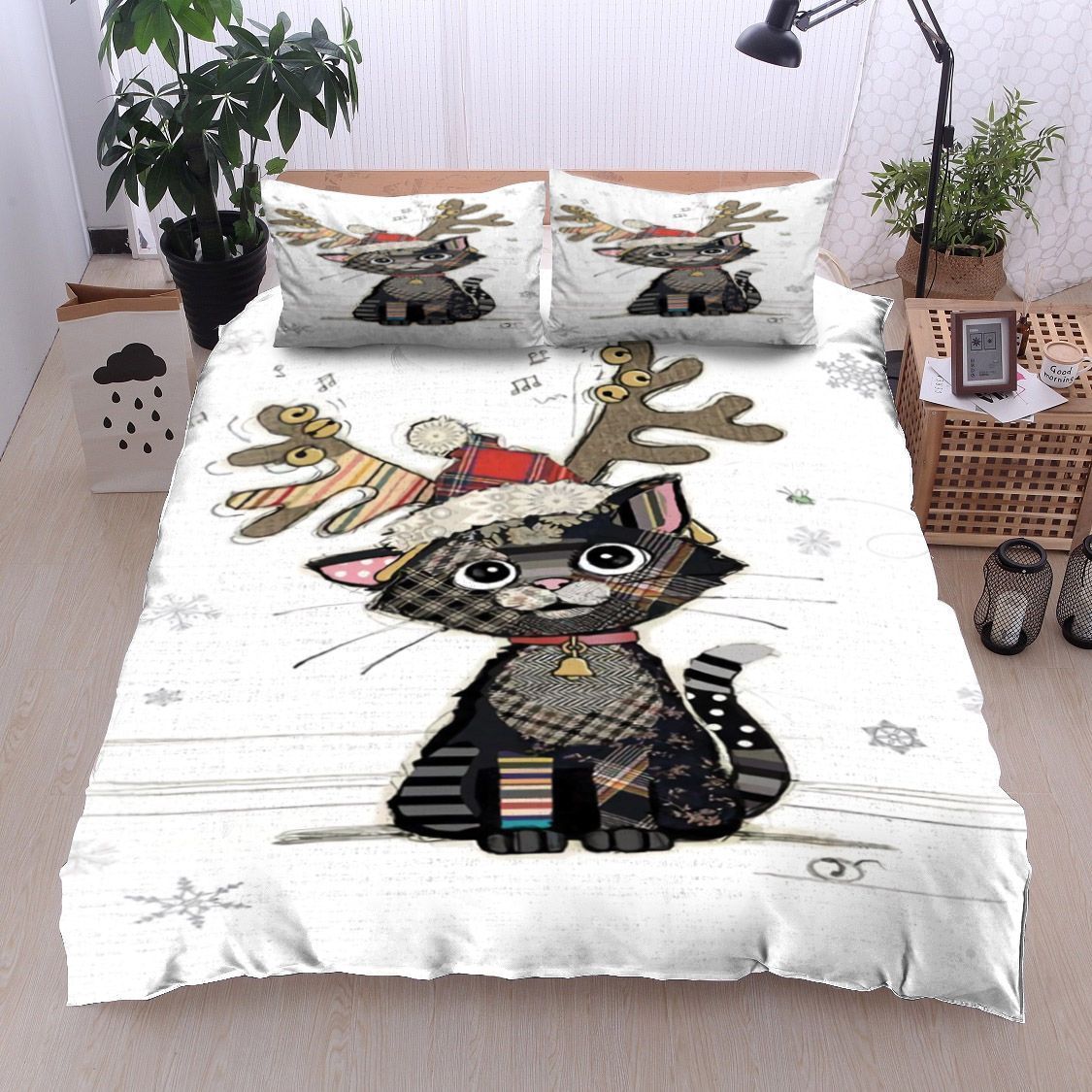 Christmas Black Cat Bedding Set