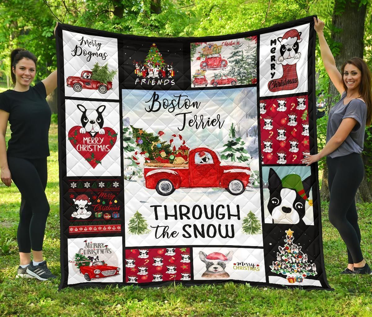 Christmas Boston Terrier LMC161104 Quilt Blanket