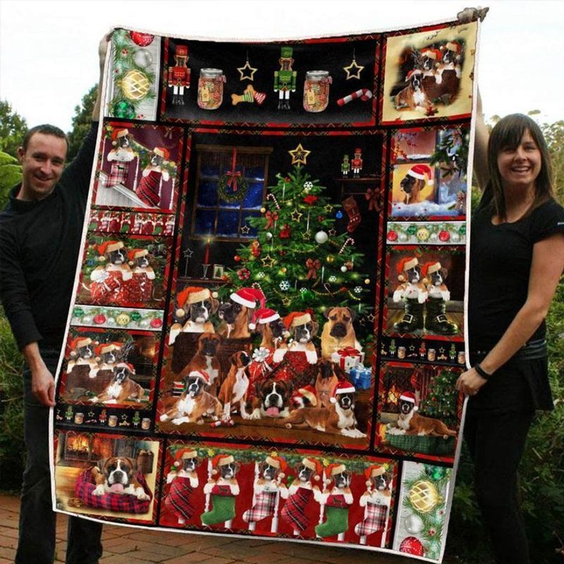 Christmas Boxer Sherpa Fleece Blanket