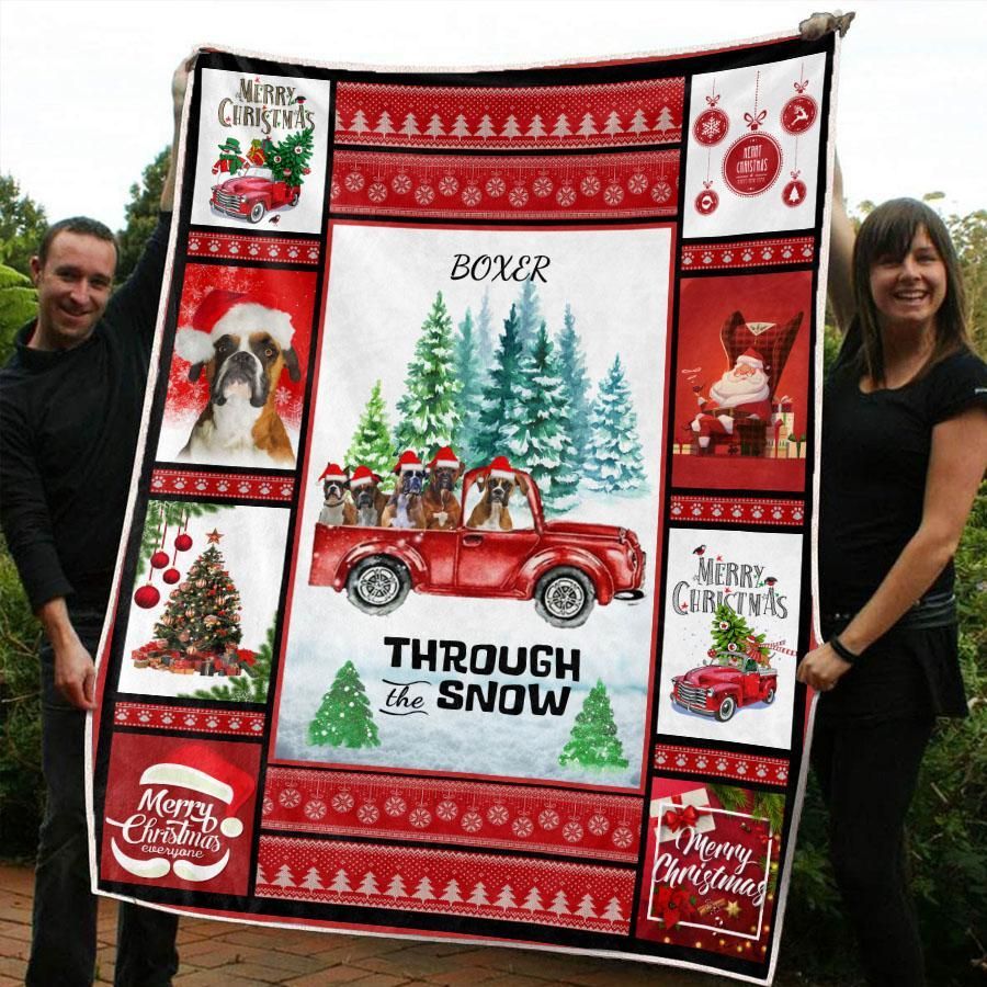 Christmas Boxer Sherpa Fleece Blanket