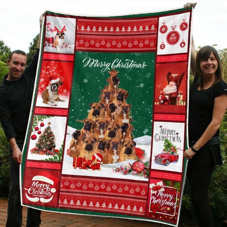 Christmas Boxer Sherpa Fleece Blanket