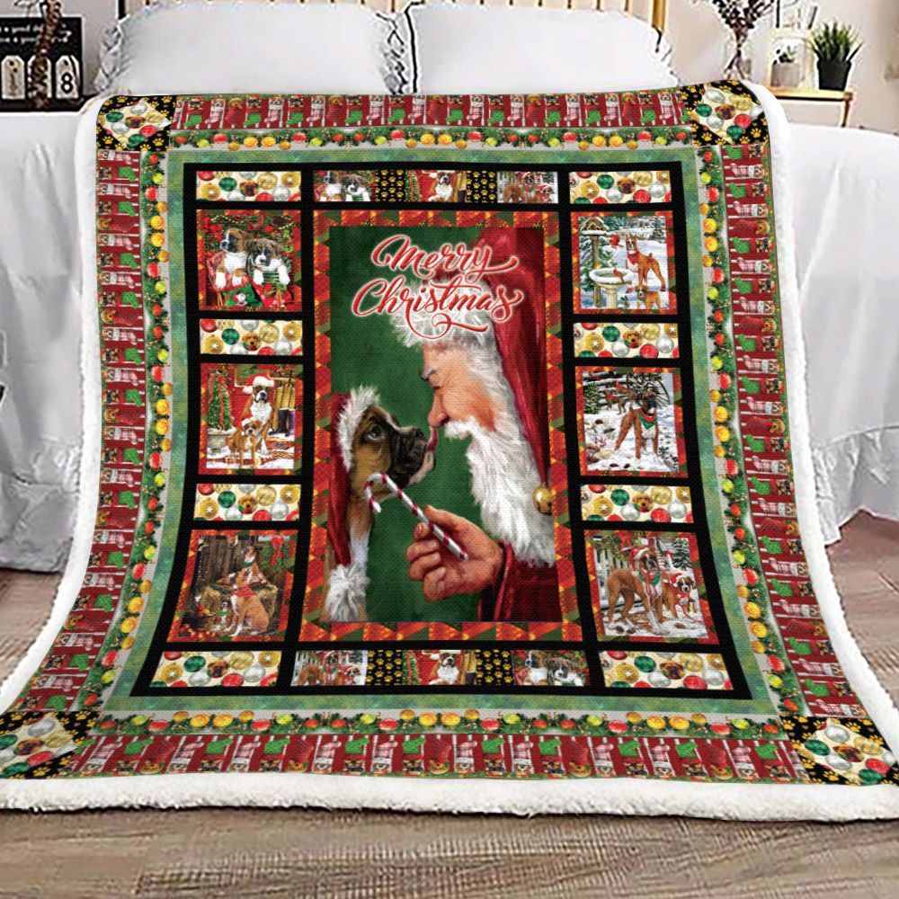 Christmas Boxer Sherpa Fleece Blanket