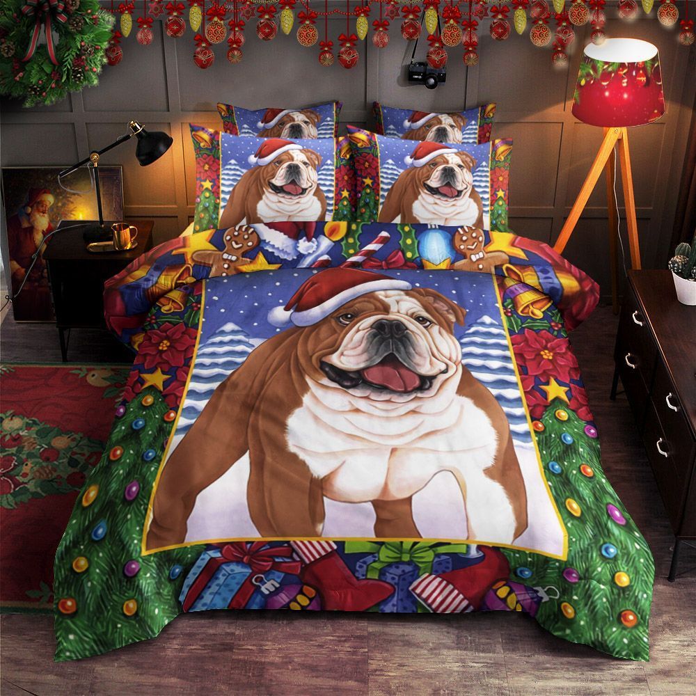 Christmas Bulldog Bedding Set