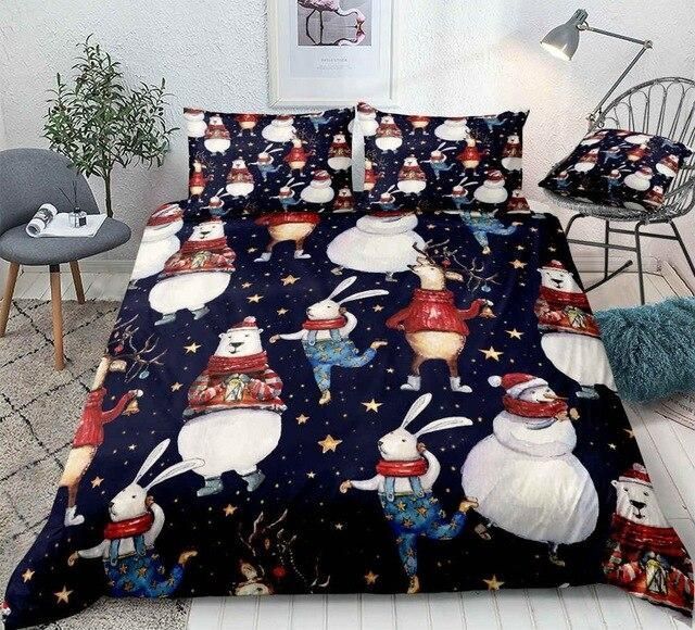 Christmas Bunny Bear Deer and Snowman Bedding Set