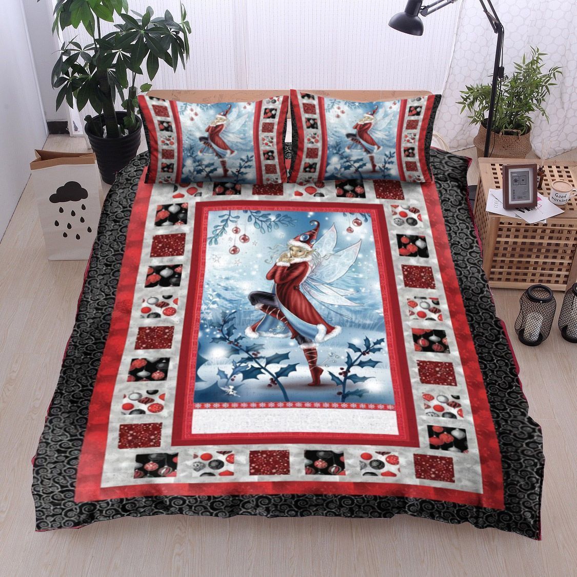 Christmas Butterfly Girl Bedding Set