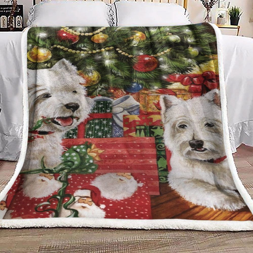 Christmas Cairn Terrier Sherpa Fleece Blanket