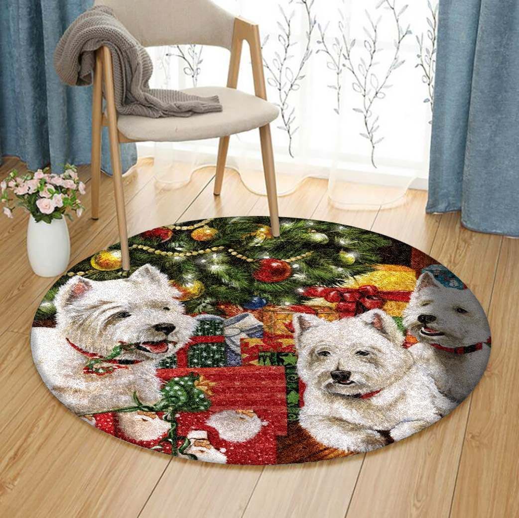 Christmas Cairn Terrier Round Carpet