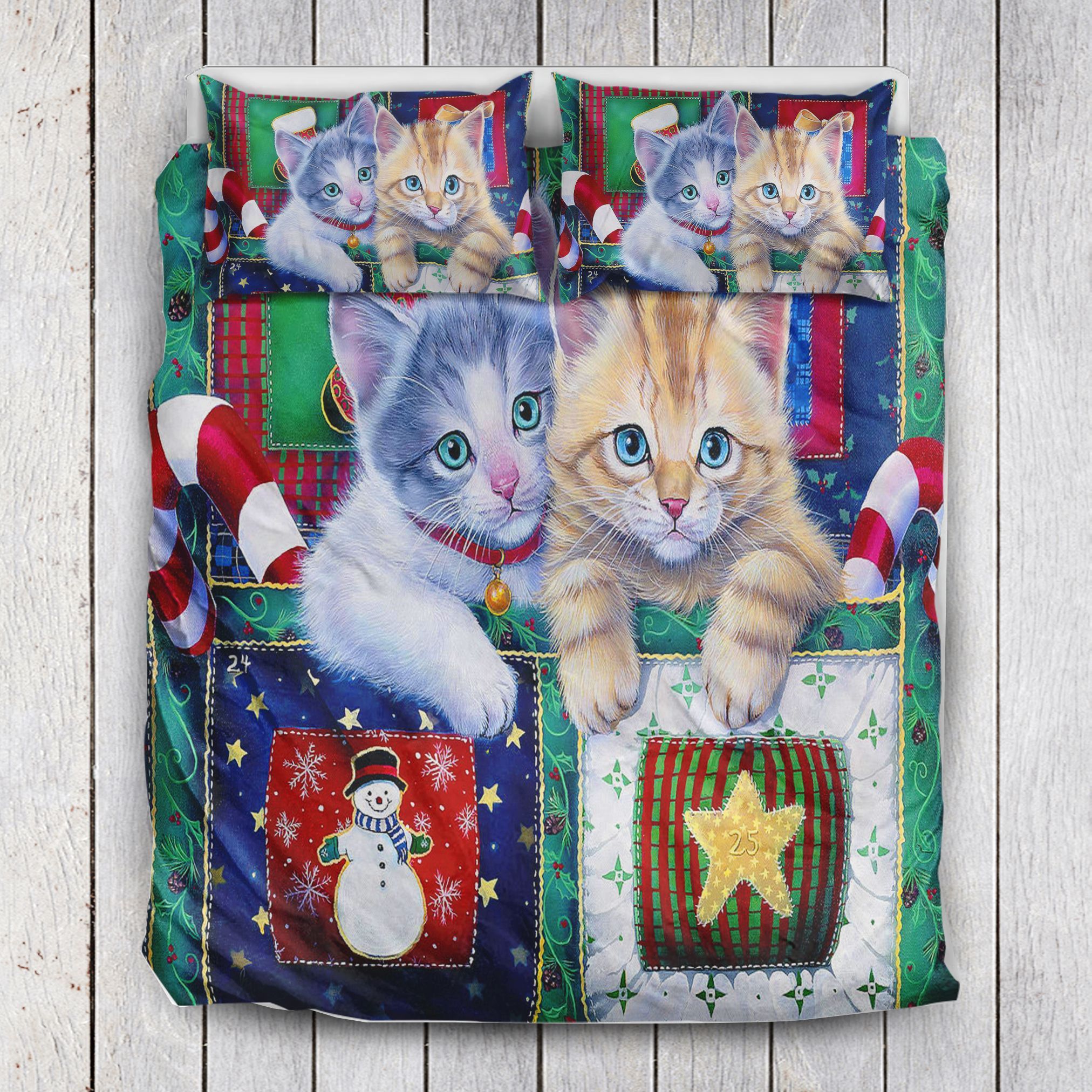 Christmas Calendar Kitten Bedding Set