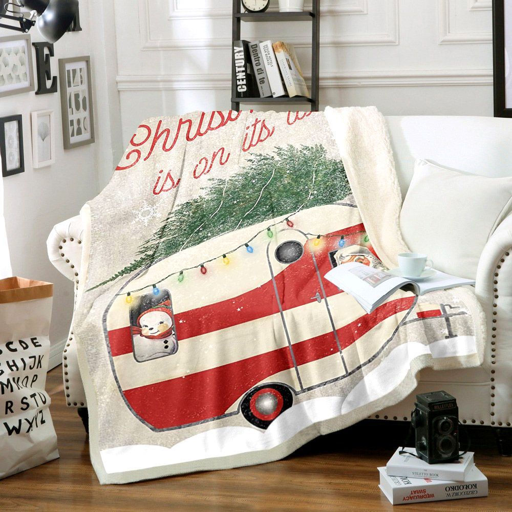 Christmas Camper Sherpa Fleece Blanket