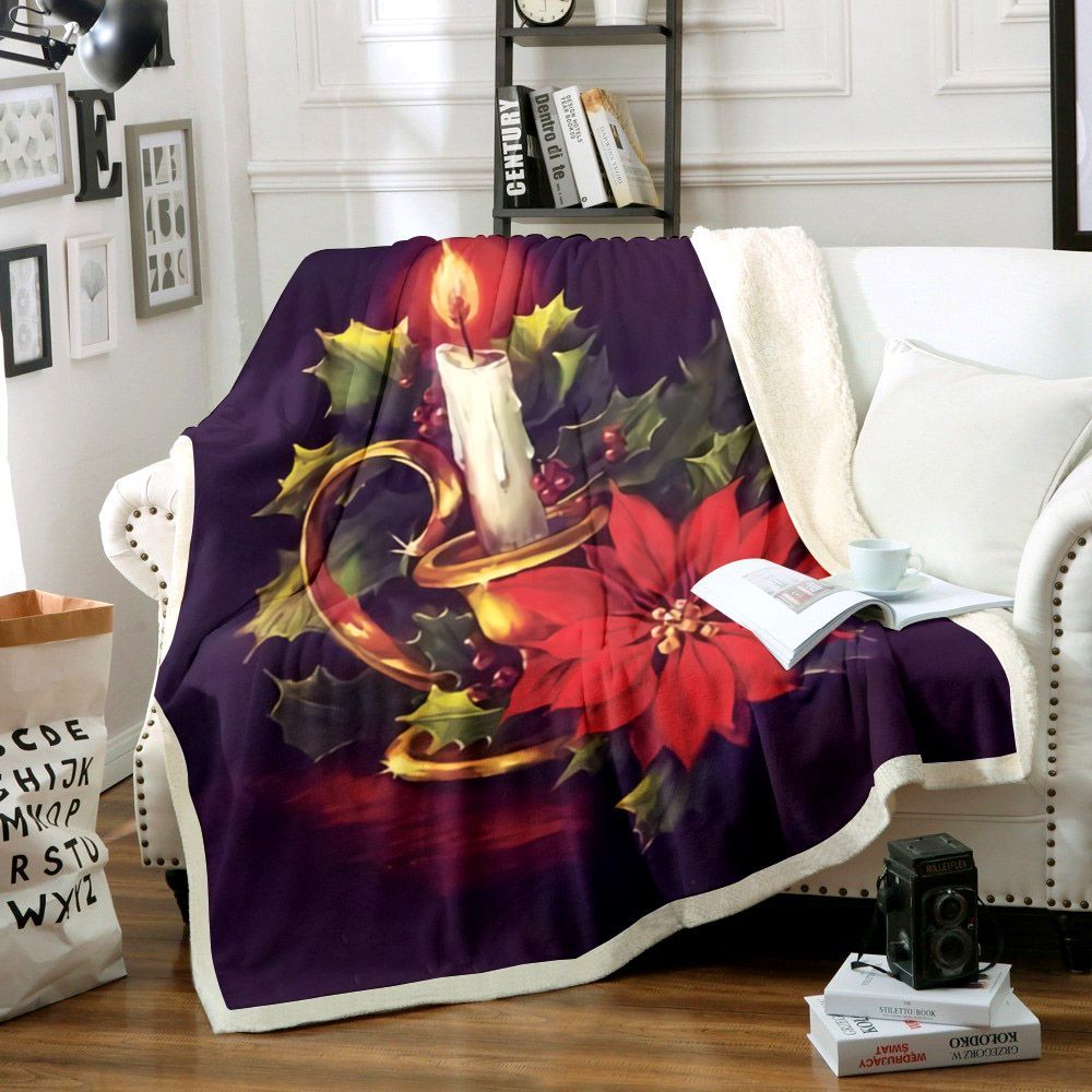 Christmas Candle Sherpa Fleece Blanket