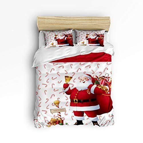 Christmas Candy Pattern White Bedding Set