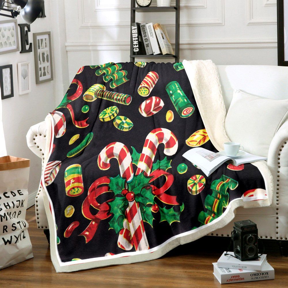 Christmas Candy Sherpa Fleece Blanket