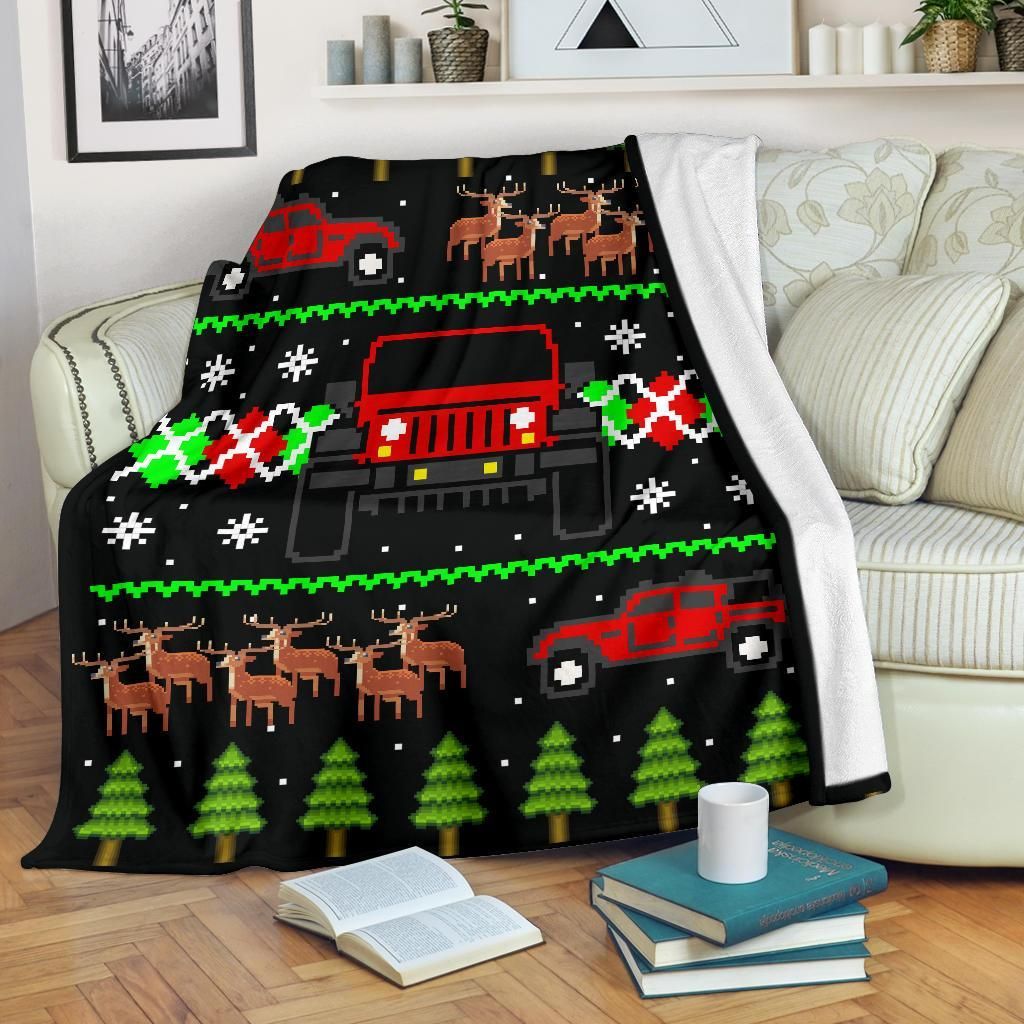 Christmas Car Sherpa Fleece Blanket