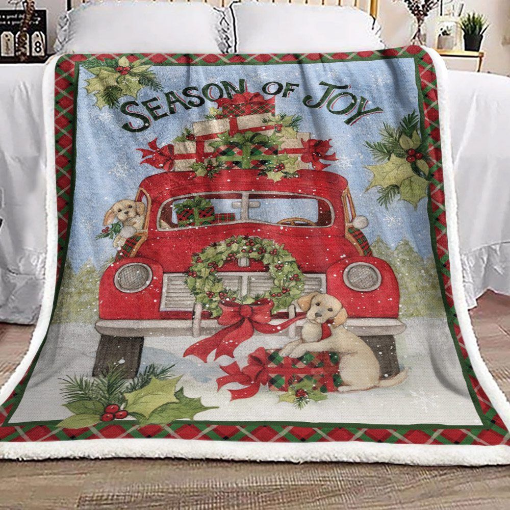 Christmas Car Dog Sherpa Fleece Blanket
