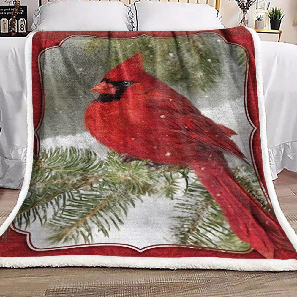 Christmas Cardinal Sherpa Fleece Blanket