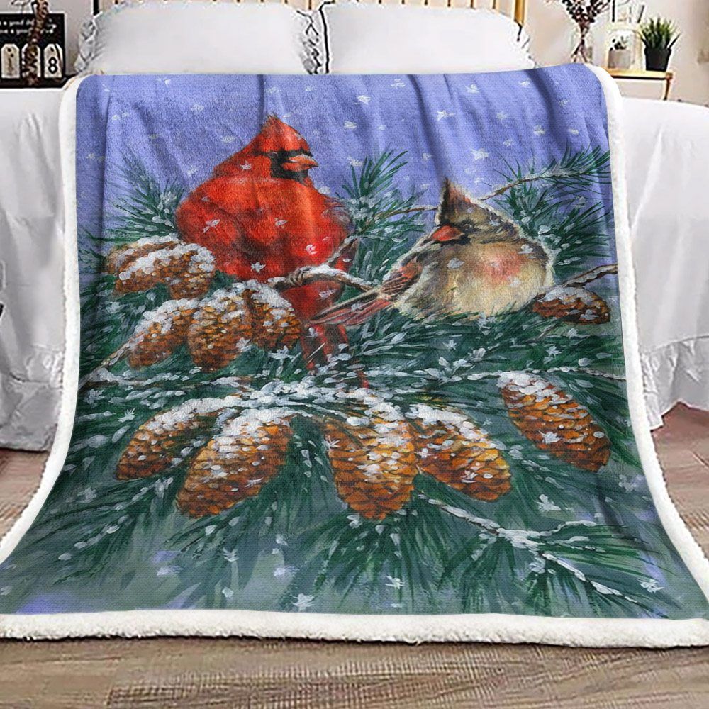Christmas Cardinal Sherpa Fleece Blanket