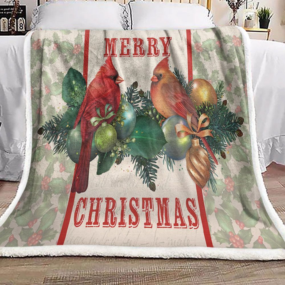 Christmas Cardinal Sherpa Fleece Blanket