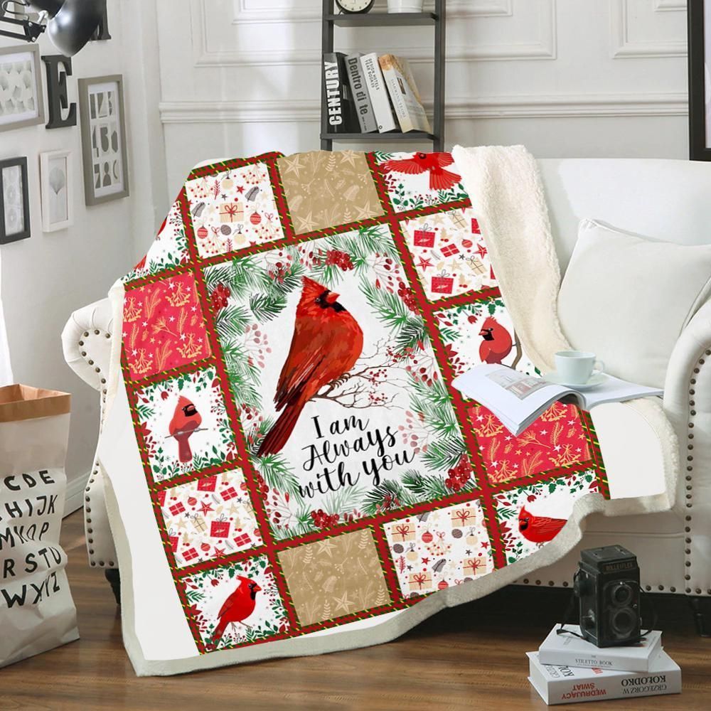 Christmas Cardinal Im Always With You Sherpa Fleece Blanket