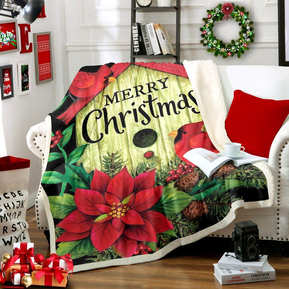 Christmas Cardinal Sherpa Fleece Blanket