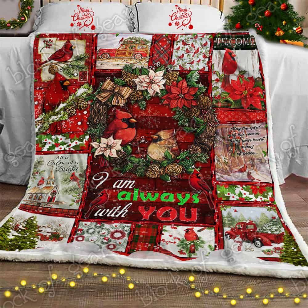Christmas Cardinals Sherpa Fleece Blanket