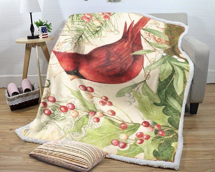 Christmas Cardinals Fleece Blanket