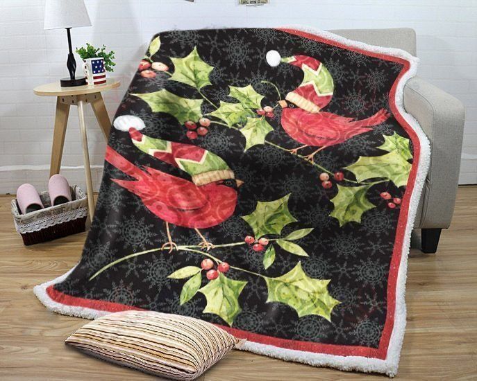 Christmas Cardinals Fleece Blanket