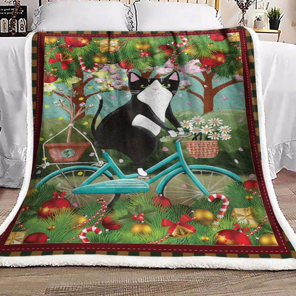 Christmas Cat Sherpa Fleece Blanket