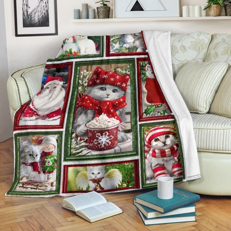 Christmas Cat Sherpa Fleece Blanket