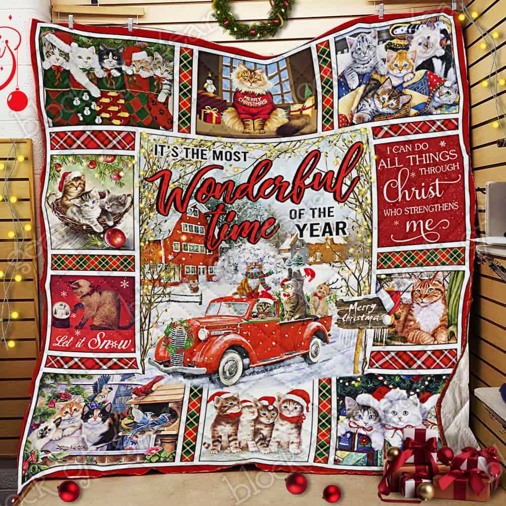 Christmas Cat CL14100126MDQ Quilt Blanket