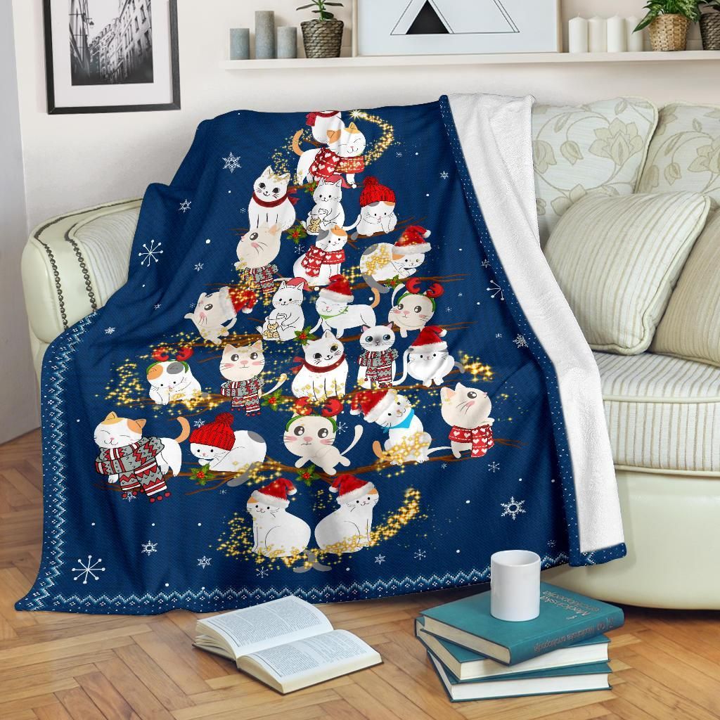 Christmas Cat Sherpa Fleece Blanket