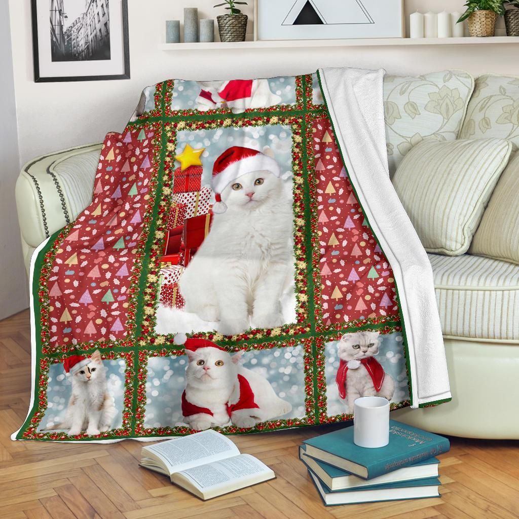 Christmas Cat Sherpa Fleece Blanket