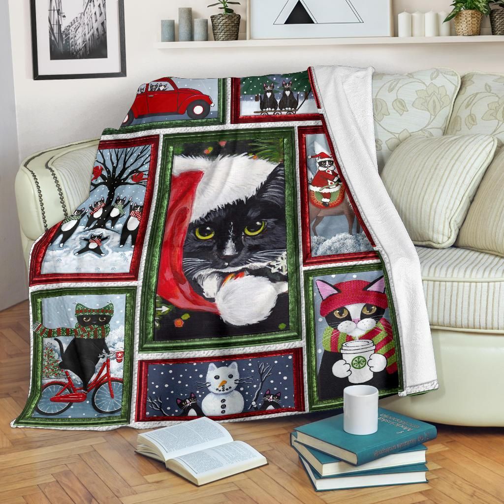 Christmas Cat Sherpa Fleece Blanket