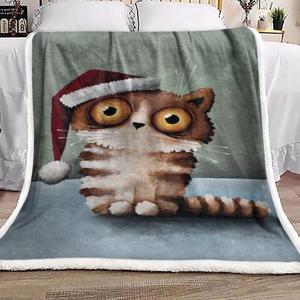 Christmas Cat Sherpa Fleece Blanket