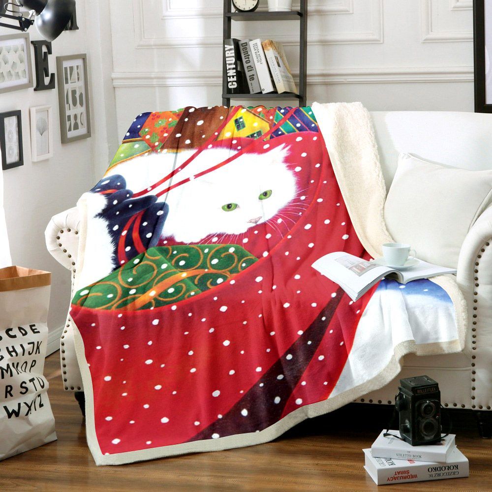 Christmas Cat Sherpa Fleece