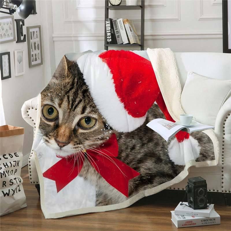 Christmas Cat Fleece Blanket