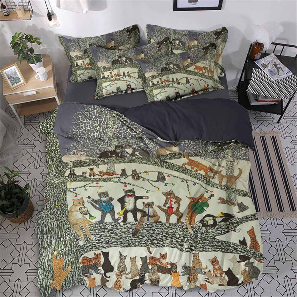 Christmas Cat Gathering Bedding Set