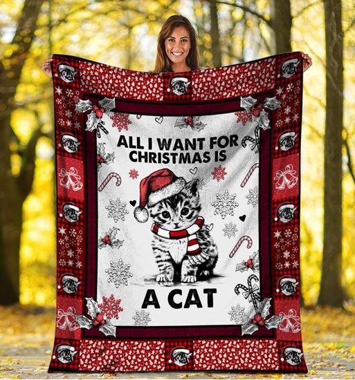 Christmas Cat Fleece Blanket