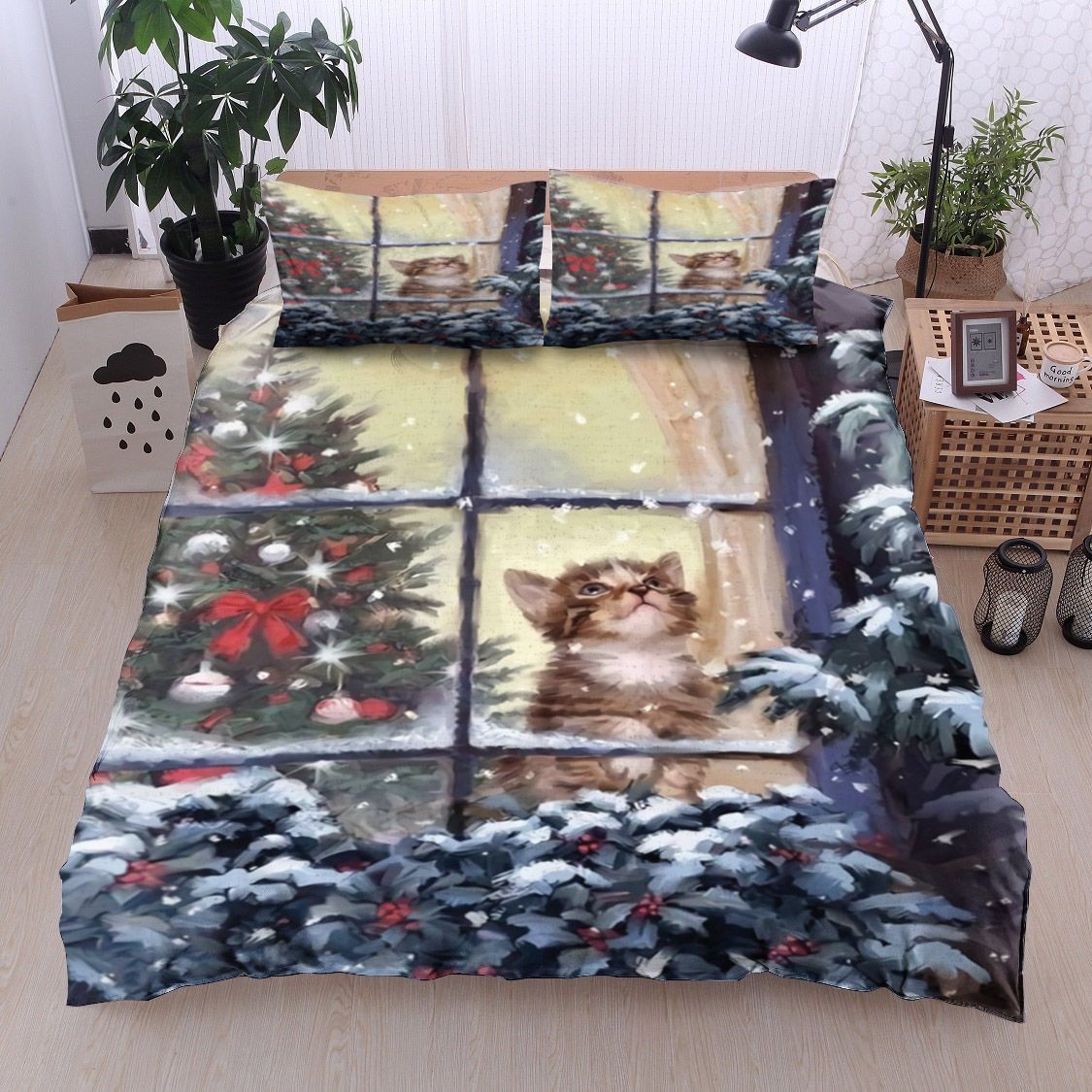 Christmas Cat Snow Bedding Set
