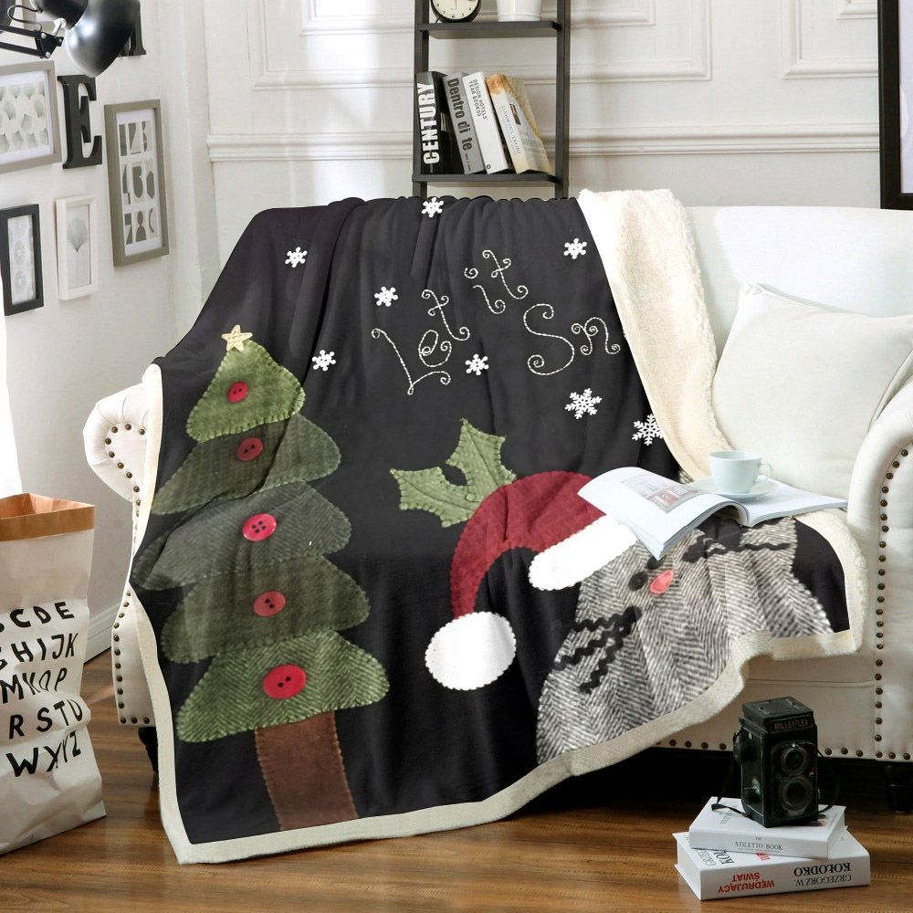 Christmas Cat Sherpa Fleece Blanket